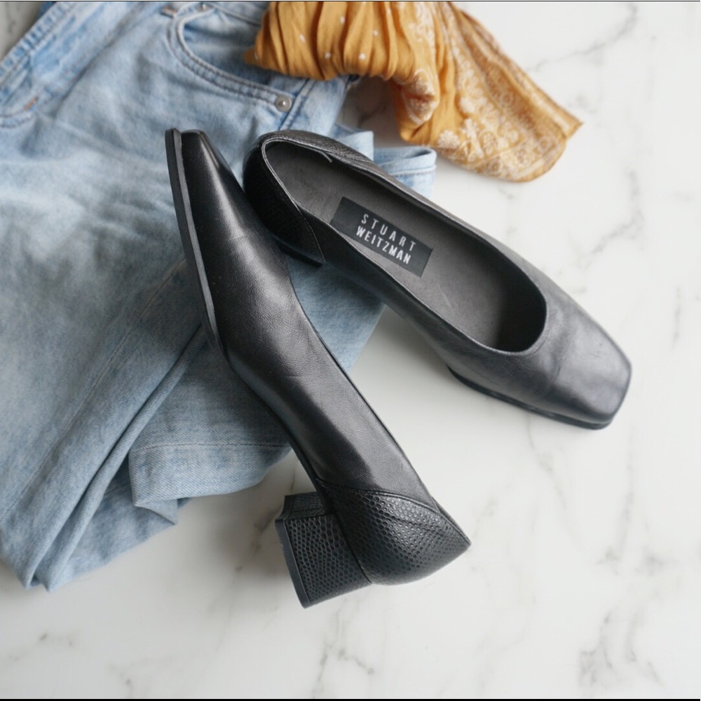 Stuart Weitzman Black Leather Black Heels